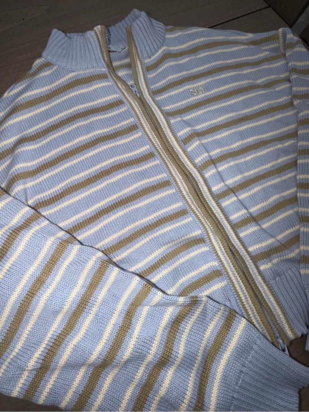 Set Active Weekend Knit Weekend Stripe Funnel Zip Palmetto Small Brand New - Picture 8 of 15